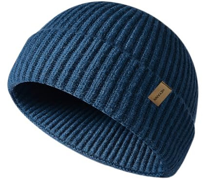 HEYANN Trawler Beanie Watch Hat,Fisherman Beanie Mütze für Männer Frauen Klassische Manschetten-Schädelmützen Kurzer Uhrenhut Trawler Beanie (Blauer See)