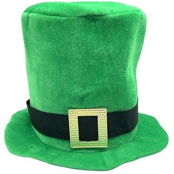 St. Patrick's Day Hut mit Kleeblatt Samtgrüner Zylinder für Faschingskostüme Kopfbedeckung für St Patricks Day Kostüme Karneval Mottoparty Männer und Frauen
