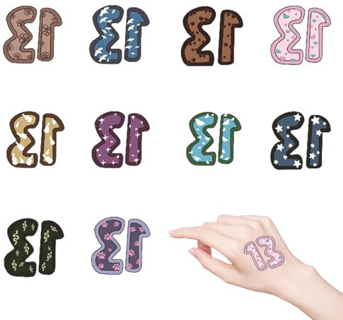 Number 13 Tattoos for Temporary,Star with the same face stickers waterproof tattoo stickers,Fake Body Tattoo for Fans Idol Eras Tour Concert Accessories,13 Hand Tattoo Concert Rave (10)