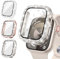 Neitra [3Stück] Glitzer Diamanten Hülle für Apple Watch Series 6 5 4 SE 44mm, Hart PC Bumper Case mit HD Gehärtetes Displayschutz Folie, Bling Schutzhülle Cover Smartwatch Zubehör für Frauen Mädchen