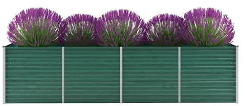 KOIECETA Hochbeet Pflanzkübel Blumenkasten Garten Pflanzkasten Terrassen Gemüsebeet Gartenbeet Pflanzbeet Verzinkter Stahl 320x80x77 cm Grün