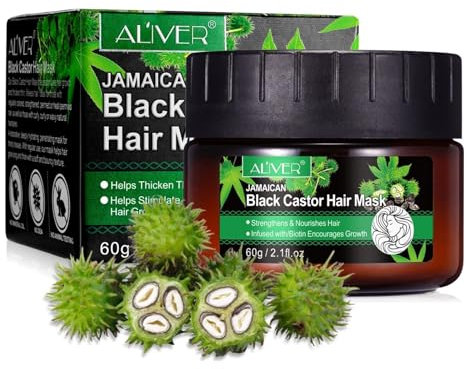 P-Beauty Rizinus - Black Castor Haarmaske 60g - intensive Haarkur für trockenes, krauses & gefärbtes Haar, fördert Haarwachstum & Feuchtigkeit - Bio Rizinusöl Vegan - Haarpflege für alle Haartypen