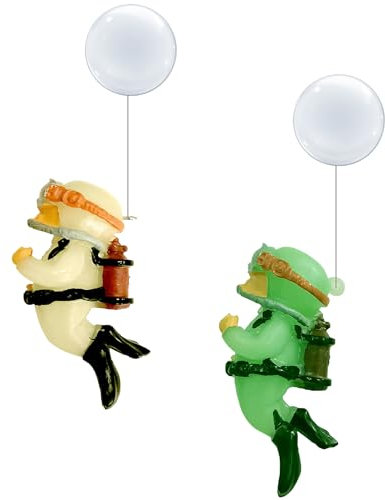 UEPOA 2 Stück Aquarium Deko, Schwimmende Taucher Aquarium Dekoration Süß Klein Taucher Fish Tank Ornaments Interessantes Aquarium Landschaft Zubehör(Fleischfarbe, Grün)