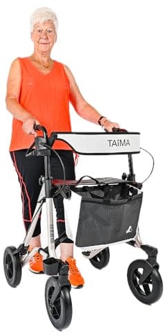 SoNa24 Leichtgewicht Rollator Dietz TAIMA VENTUM | Gehhilfe faltbar | nur 7,7kg | Tasche, Stockhalter | bis 150 kg | TOP QUALITÄT ! (Cashmere)