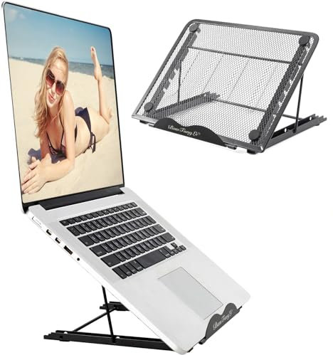 BauTangLe Laptop-Stand-Adjustable-Holder-Portable-Adjustable-For-Desk, 2025 Upgraded Sturdy Ventilated Black Laptop Raiser, Adjust It Your Way