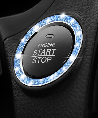 Flaconi Auto Motor Start Stop Button Ring, Universal Kristall Strass Diamant Zubehör Schalter Push Start Aufkleber Ring Dekor (Blau)