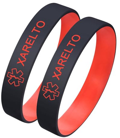 XUANPAI Braccialetto medico per donne e uomini, confezione da 2 braccialetti medici personalizzati di emergenza, elasticizzati, comodi, in silicone, impermeabili, per atleti e viaggiatori, 7.5 inches,