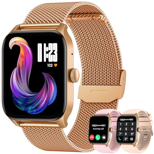 Smartwatch Fitnessuhr Wasserdicht Schrittzähler Sportuhr: Smart Watch Damen 1.83” Touchscreen mit Telefonfunktion Pulsuhr SpO2 Herzfrequenz Schlafmonitor 100+ Sportmodi Fitness Uhren für Android iOS