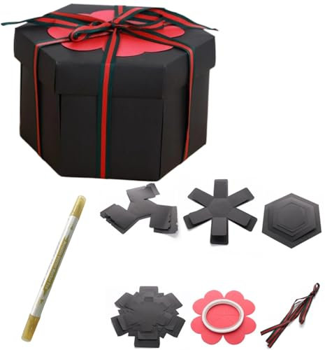 BAKUMON Gift Package Box Surprise Explosion Boxs Gift Luxury Premium Box Gift for Valentine's Day Birthday Mother’s Father’s Children's Day etc. Black