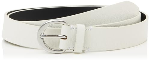 Calvin Klein Damen Gürtel Classic Buckle 3,0 cm Ledergürtel, Weiß (Lily White), 90 cm
