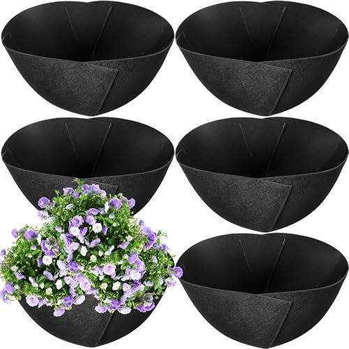 6PCS Fabric Planter Basket Liner - 16inch Felt Flower Pot Liners-Hanging Plant Basket Fiber Insert for Garden Wall Hanging Planter Flower Vegetables(Round)