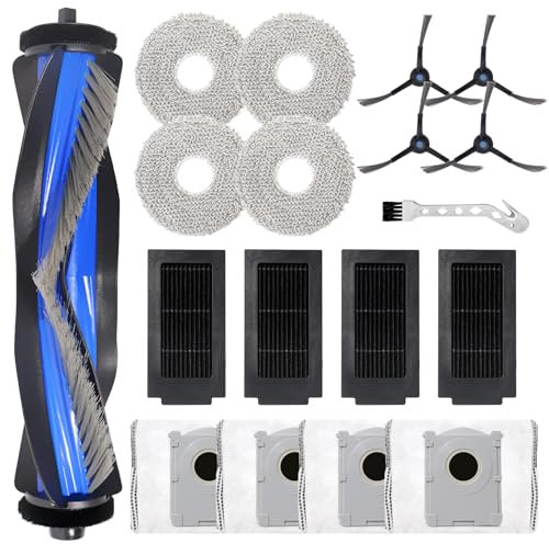 Pièce de Rechange pour Ecovacs Deebot T50 Pro Omni / T50 Omni / T50 Pro/T50 Omni Gen2/T50 Pro Omni Gen2 aspirateur Robot, Brosse Principale,4 Chiffon,4 Sacs à poussière,4 filtres,4 brosses latérales
