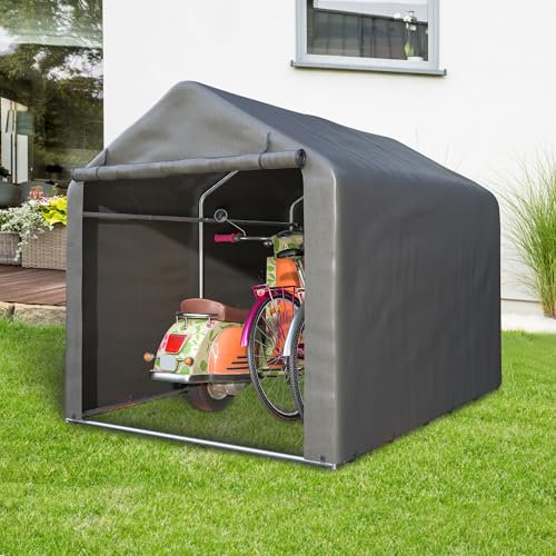 Jaxilyn Fahrradgarage 160x220x165cm Wetterfester Gartenschuppen mit UV-Schutz, Gerätezelt für Fahrräder, Fahrrad Garage Outdoor Gartenmöbel & Werkzeuge, Dunkelgrau
