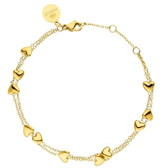 Purelei® Alohi Heart Armband – Zweireihiges Herz-Armband aus Edelstahl in Gold, Silber & Roségold (Gold)