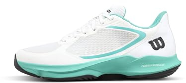 WILSON Hurakn Lite Women's Padel Shoe - White/Turquoise/Black, Size 10 US