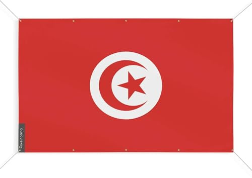 Drapeau Tunisie 10 Oeillets en Plusieurs Tailles (S) 180 x 270 cm