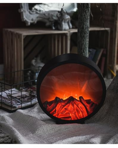 Kleine gemütliche Kamin Laterne Traditionelle realistische Holz Brennen Flamme Effekt Ligh LED Holzkohle Stil Tischlampe für Indoor & Outdoor Gebrauch