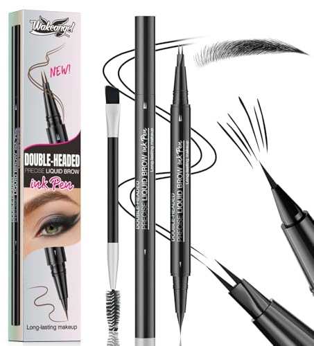 Microblading Augenbrauenstift, 2-In-1 Doppelspitze, Wasserfest Und Wischfest, Micro Fork Augenbrauenstift Der Präzise Haarfeine Striche für Ein Natürliches Make-Up Erzeugt，Langanhaltende Farbe