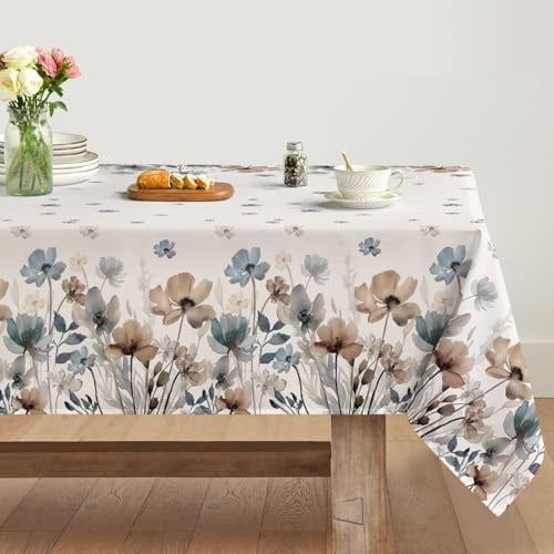 Artoid Mode Wilde Tuschemalerei Blumen Blätter Frühling Tischdecke 140x220 cm, Küche Tisch Dekoration Drinnen Urlaub Party Dekor