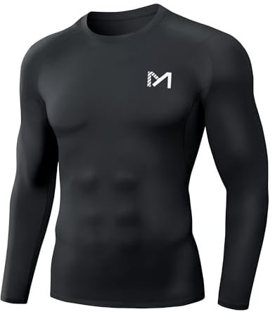 MEETWEE Kompressionsshirt Herren, Langarm Funktionsshirt Männer Sportshirt Training Fitnessshirt Atmungsaktiv Laufshirt Unterhemd für Laufen Jogging Sport Turnhalle