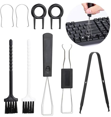 ZoeWei Keycap Puller 9 pezzi, set di attrezzi per la rimozione dei tasti, estrattori switch con pinzette e spazzola per la pulizia, pulitore per tastiera meccanica