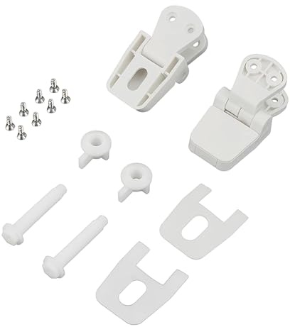 Qrity 2 Pieces Plastic Toilet Seat Hinge Replacement with Screws, Simple Installation, White Toilet Seat Fittings for Toilets Top Cover