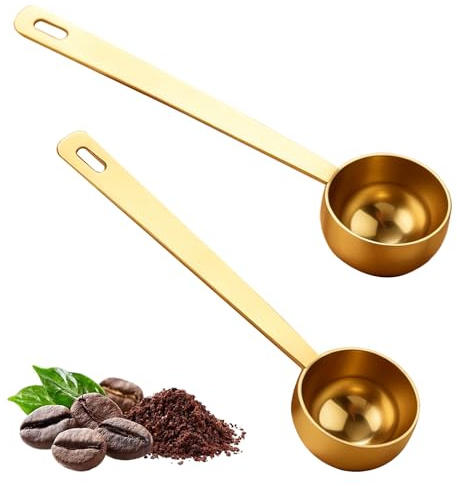 2Pcs Ritual Scoop – 5g Gold-Plated Stainless Steel Measuring Spoon | For Collagen, Coffee ,Protein & Supplements,Approximate Measure