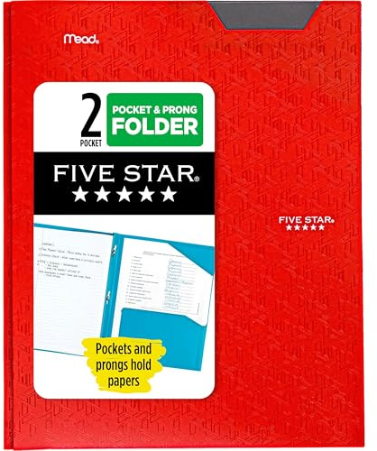 Five Star Stay-Put Pocket Folder, 11.62 x 9.31 x .25 Inches, Red (72109)