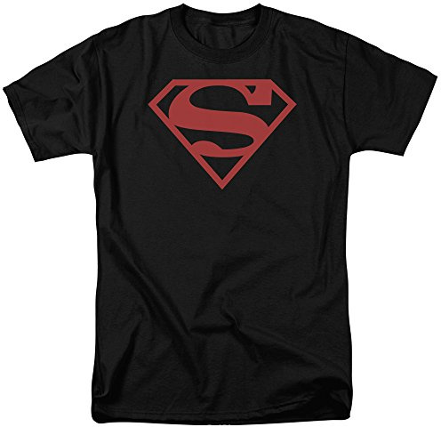 Superman/Red on Black Shield-Short Sleeve Adt -Black-MD