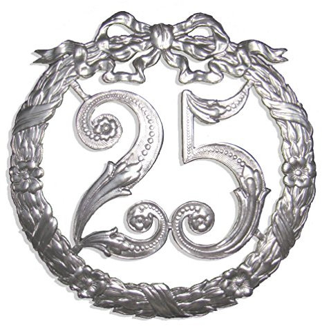 Jubiläumszahl 25, Ø 24 cm, silber, Jubiläumskranz