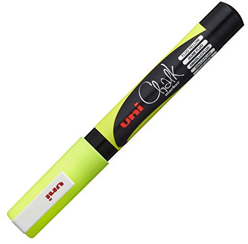 Uni-Ball 186107 - Fenster- & Kreidemarker UNI CHALK PWE-3MS 0,9-1,3 mm Rundspitze, gelb