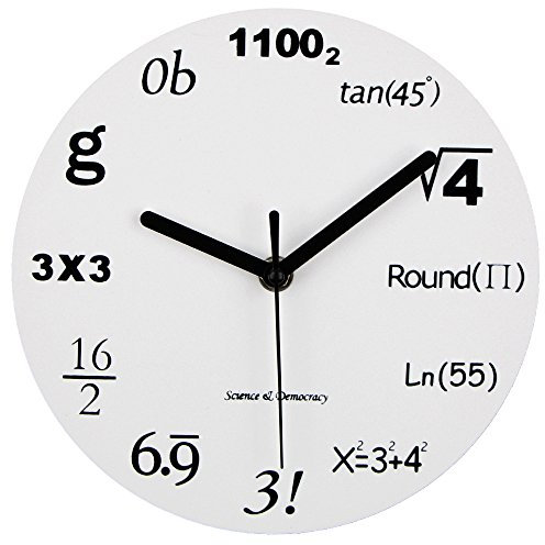 Timelike 12 Inch Mathematik Wanduhr - Kreative Runde Wanduhr modernes Design Wanduhr Klassenzimmer Büro Haus Dekoration Lehrer Studenten Geschenk Weiß