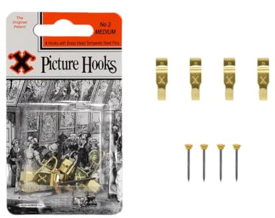 X Picture Hooks No.1 Brass Plated 5 Pack Blister - 12822