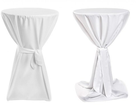 TexDeko® Stehtischhussen Premium mit Schleifenband Blickdicht für Bistrotische Bartische Tisch-Überzug Weiß Ø 80cm Oeko-TEX Zertifikat