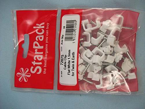 Cable Clips Flat White for 1.5mm Twin and Earth, Starpack Hardware 72075