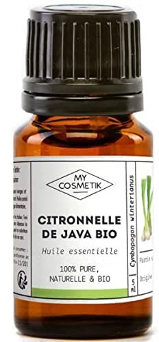 MY COSMETIK - Huile Essentielle de Citronnelle de Java BIO AB - Issue de l'agriculture Biologique - Chémotypées HEBBD/HECT - 100% pure et naturelle - Certifié ECOCERT - Fabriqué en France - 10 ml