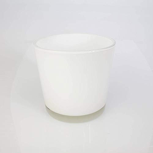 innaGLAS INNA-Glas Cache-Pot - Vase Alena en Verre, Blanc, 16cm, Ø 17cm - Vase Rond en Verre - Grand photophore
