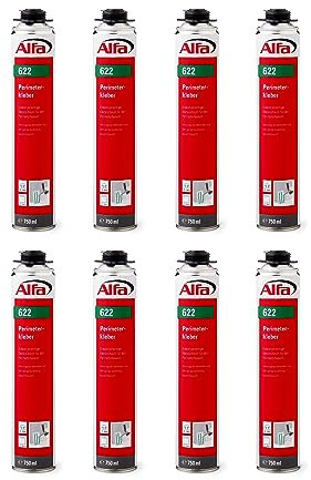 12x Alfa Perimeterkleber (1k) 750ml Profi-Qualität einkomponentiger Klebeschaum Baustoffklasse B2 hervorragende Wärmedämmung geringe Ausdehnung