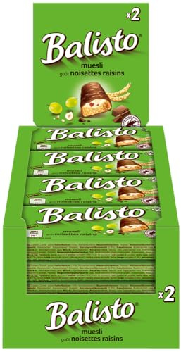 Balisto Riegel Müsli 20x 37g Schokoriegel Schokolade Keks mit Vollkorn Rosinen Milchschokolade Snack