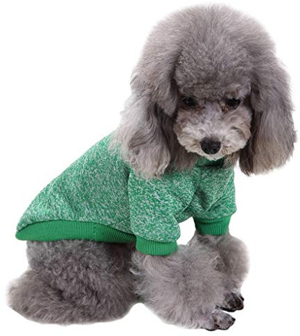 Jecikelon Hundekleidung, Strickwaren, Hundepullover, weich, dick, warm, für den Winter, Welpen, Größe XL, Grün