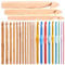 Glarks 24Pcs Crochet Hooks Set, 15Pcs 3 to 25 mm Wooden Bamboo Crochet Needle Knitting Hooks with 9Pcs 2 to 10 mm Aluminum 2-10 mm Handle Crochet Hooks for Sweater Hat Scarve Glove Knitted Weaving