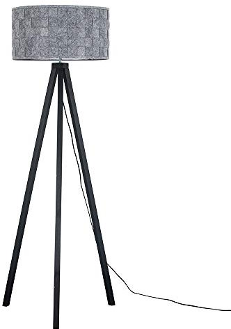MiniSun | Modern Black Wood Tripod Design Floor Lamp with a Grey Light Shade | Floor Lamps & Torchieres, Home Décor & Improvement Essential | Includes 6W LED E27 Light Bulb