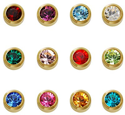 Caflon Blu 24 Carat Gold Plated Mixed Assorted Birthstone Studs