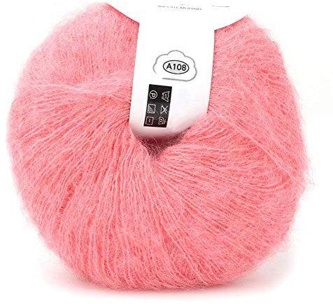 Weiche Mohair Cashmere Wolle Strickgarn leichte Hand Strickwaren Garn DIY Schal Schal Häkelgarn mit A Crochet(hellrosa)