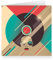 Groovy Retro Geburtstagskarte zum Gratulieren (quadratisch, 15,5x15,5cm mit Umschlag) mit Schallplatten Party Kopf: Happy B-day - Vintage Geschenkkarte für beste Freunde
