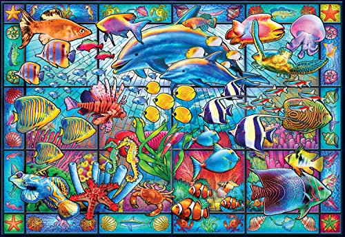Buffalo Games - Buntglas-Aquarium – 2000-teiliges Puzzle, weiß für Erwachsene, herausforderndes Puzzle, perfekt für Spieleabende – 2000 Teile fertige Größe ist 38,50 x 26,50 cm