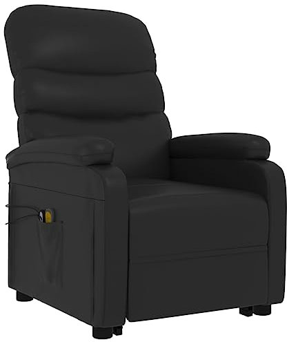 vidaXL Massagesessel, Elektrischer Sessel mit Aufstehhilfe, Relaxsessel mit Liegefunktion Vibrationsfunktion, Verstellbar Fernsehsessel Aufstehsessel, Schwarz Kunstleder