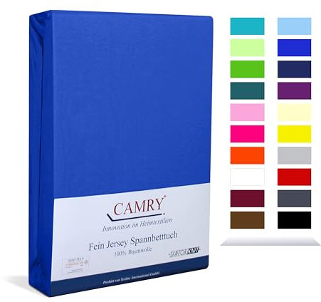 CAMRY Spannbettlaken für Babybett & Kinderbett, 60x120-70x140 cm, Jersey Spannbetttuch Baumwolle, Royalblau