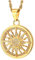 COOLSTEELANDBEYOND Edelstahl Herren Damen Große Goldfarben Flamme Feuer Sonne Klinge Kreis Anhänger Halskette mit Zirkonia, 75cm Seil-Kette