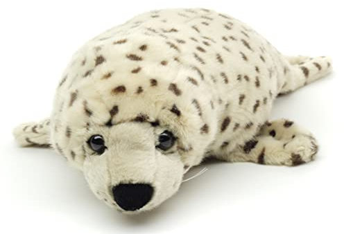 Uni-Toys – Seehund grau-gepunktet - 46 cm (Länge) - Plüsch-Robbe - Plüschtier, Kuscheltier